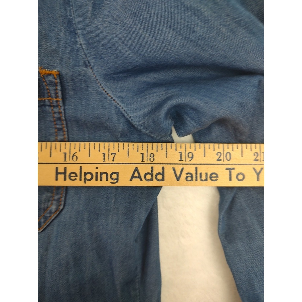 Max Jeans Denim Tunic Shirt Long Sleeve Button Down Casual Top Small - Picture 4 of 6